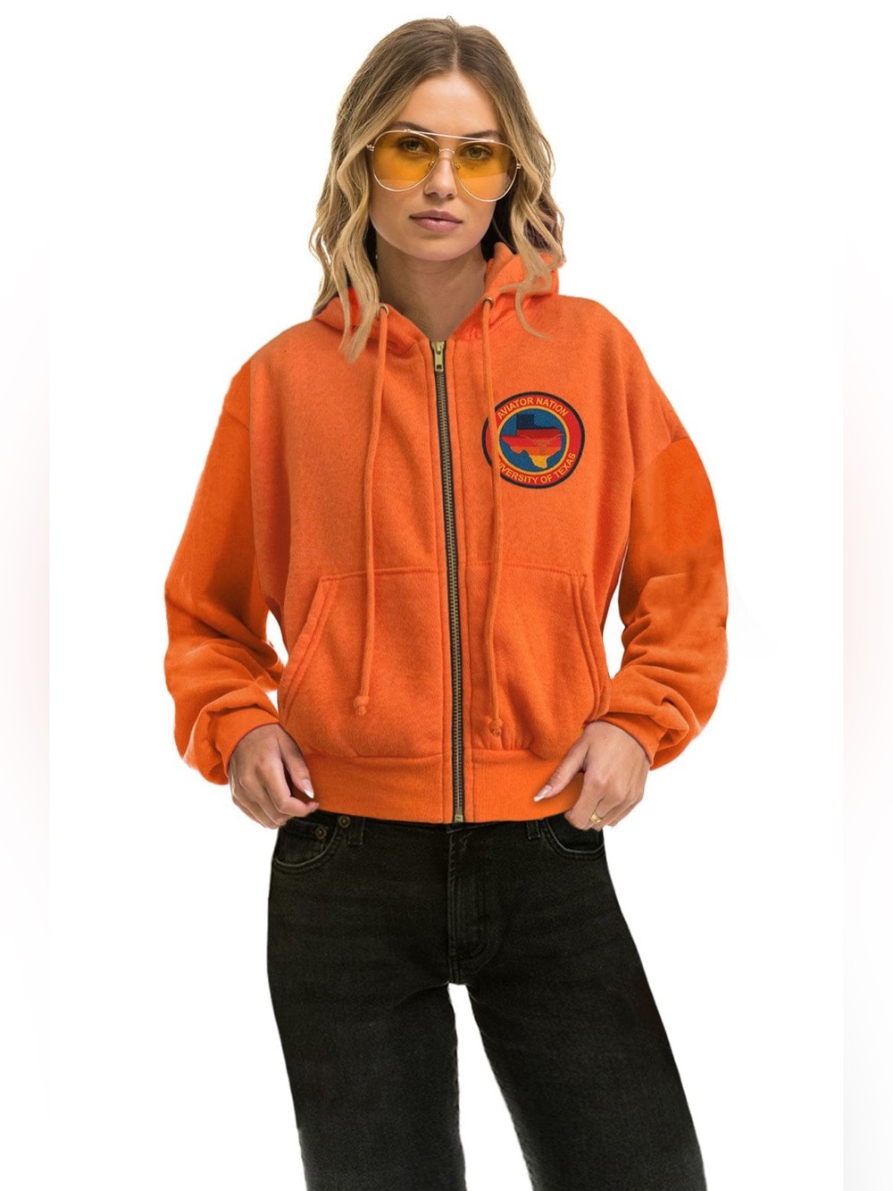 NWT Aviator Nation Texas Longhorns Cropped Hoodie Burnt Orange Size Unisex M
